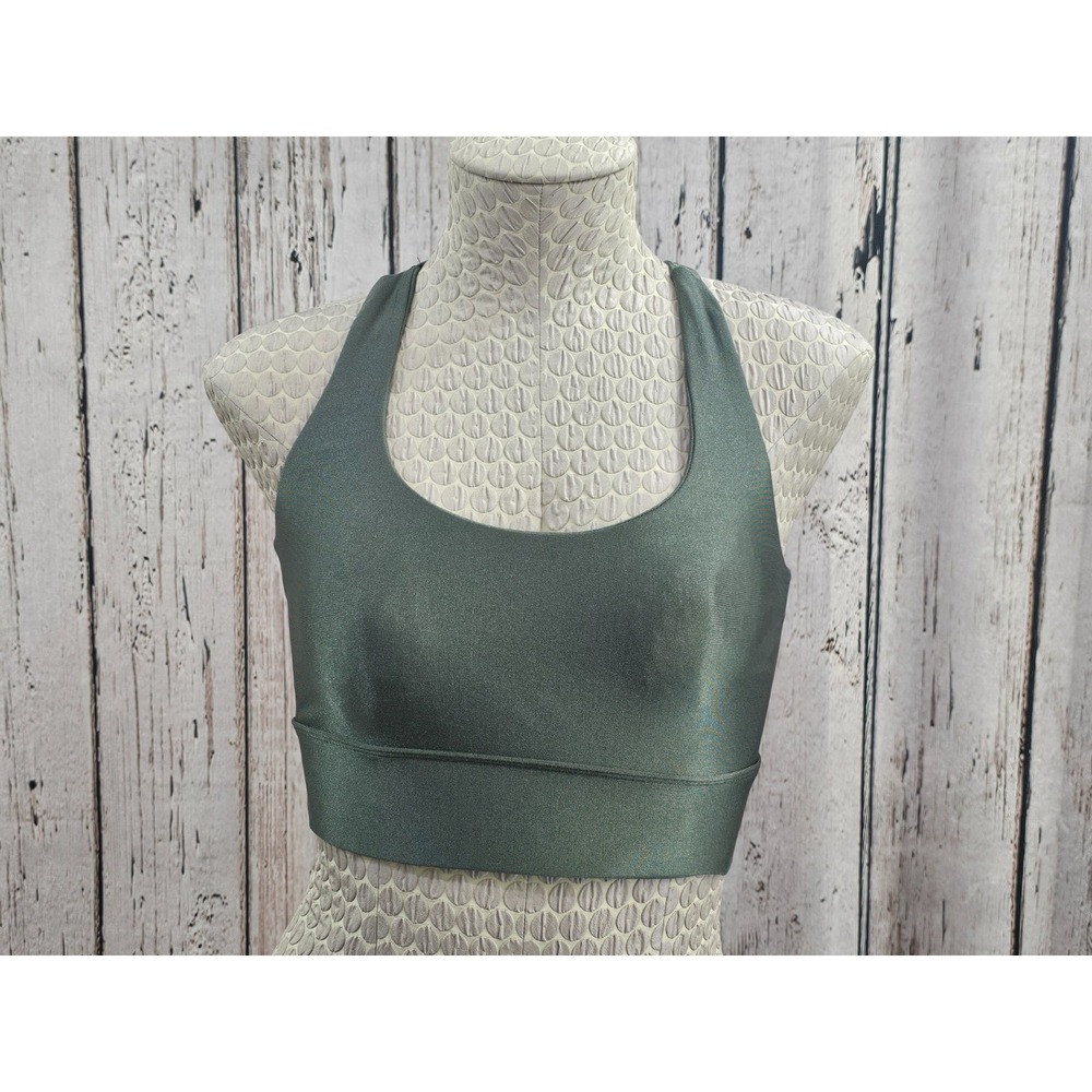 Strut This Womens XS Forest Green‎ Crop Top Beck Bra Peekaboo Sports Bra Top EUC
